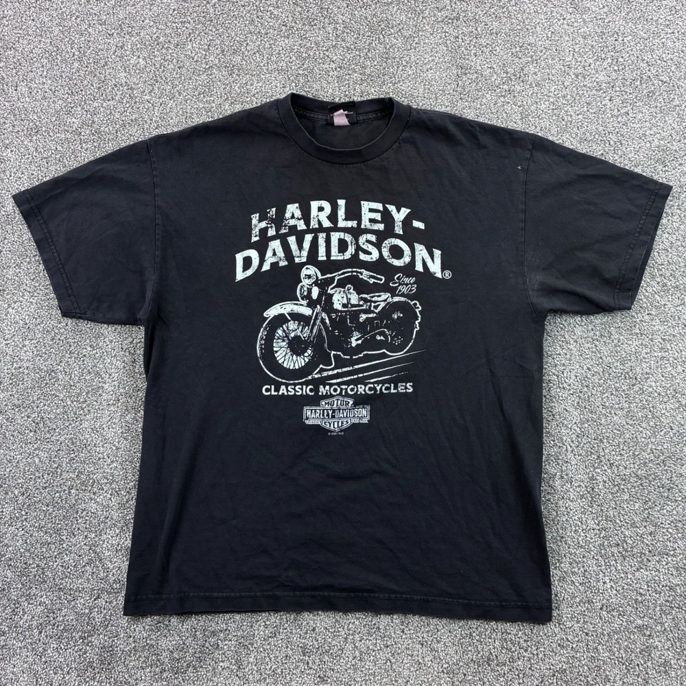 Vintage Harley Davidson Shirt Mens Medium Black Munising Michigan Bald Eagle